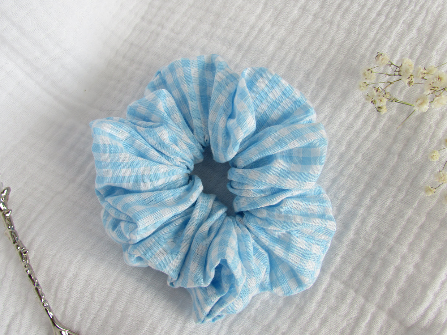 Blue Gingham Scrunchie