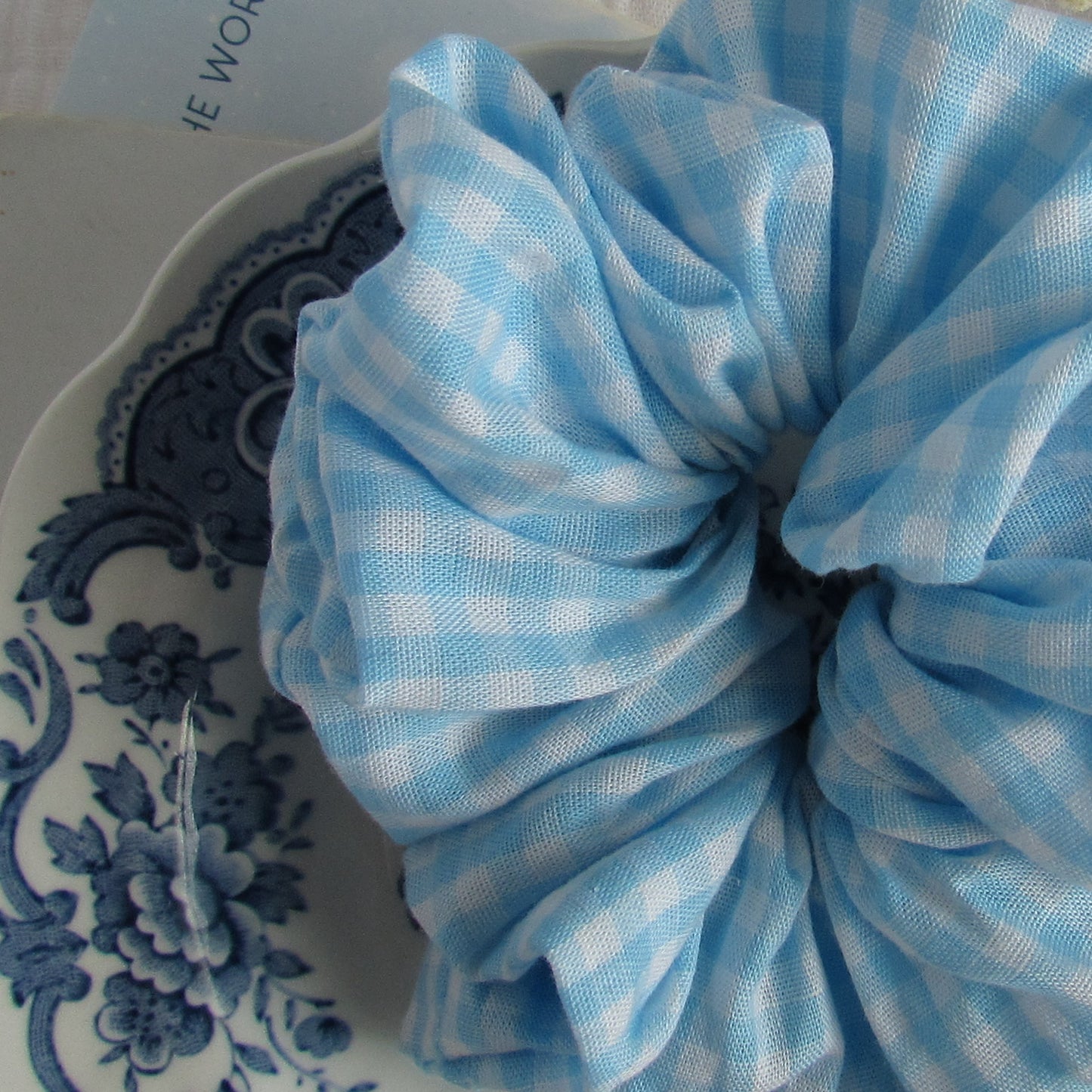Blue Gingham Scrunchie